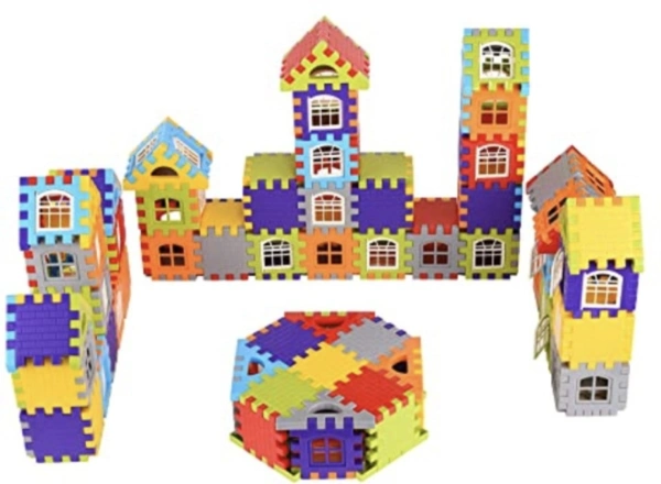 kipa (Made in India) Building Blocks Game Set - 72 pcs + 30 Windows, Multicolour